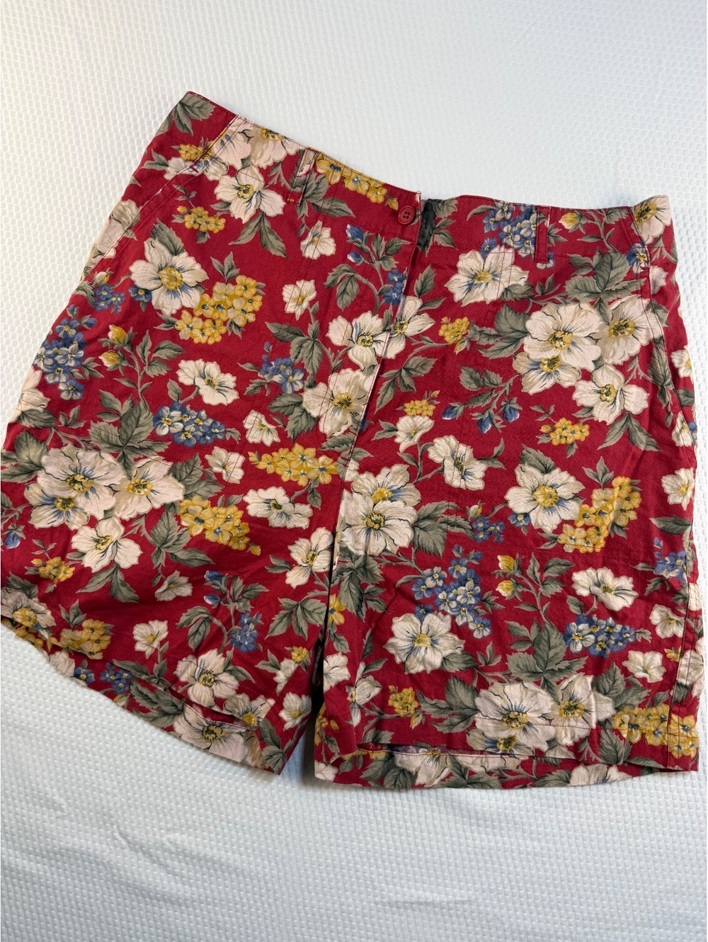 Vintage Y2K Jones New York Sport Womens 14 Linen Cotton Floral Short Cottagecore